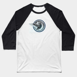 Humming bird with blue heart flying in the snow Baseball T-Shirt